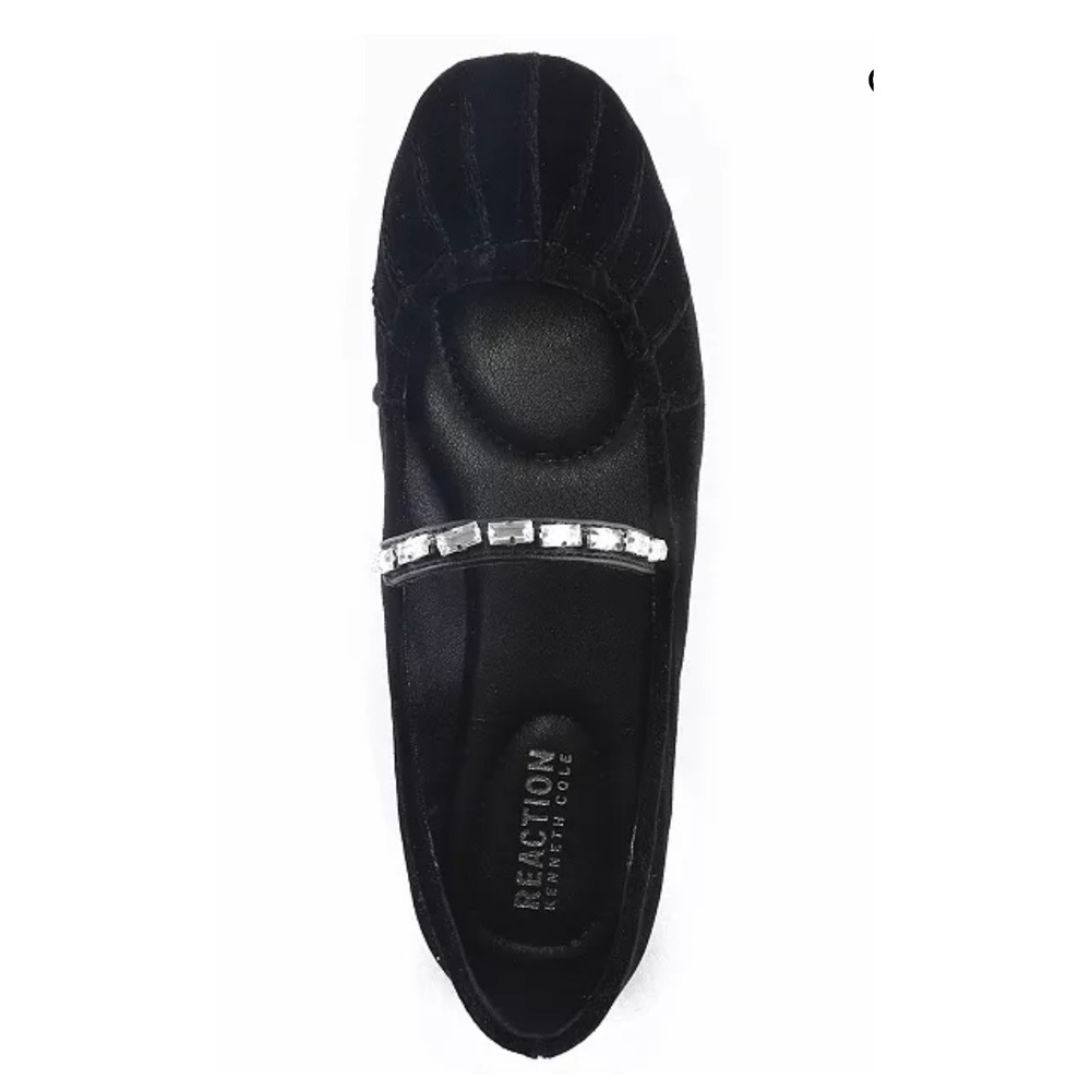 Kenneth Cole Reaction Eimar Black Velvet Crystal Mary Jane Ballet Flats 8.5 NEW - Picture 2 of 13